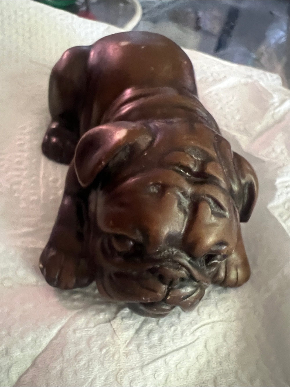 Brown Decorative Bulldog Dog Figurine - Pet Home Accent 3 and 1/2 by 2"t